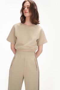 Trevor Crop Tee in Stone