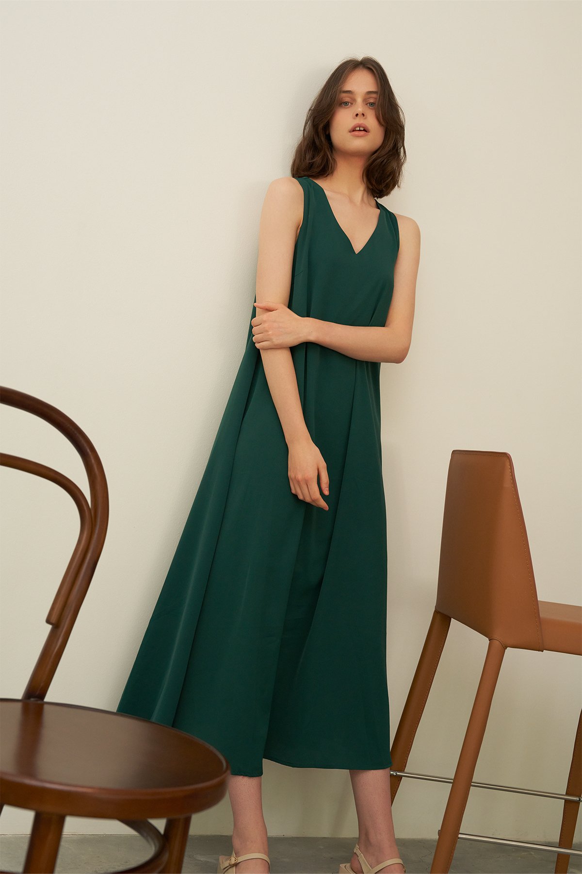Chiffon v neck maxi dress sale