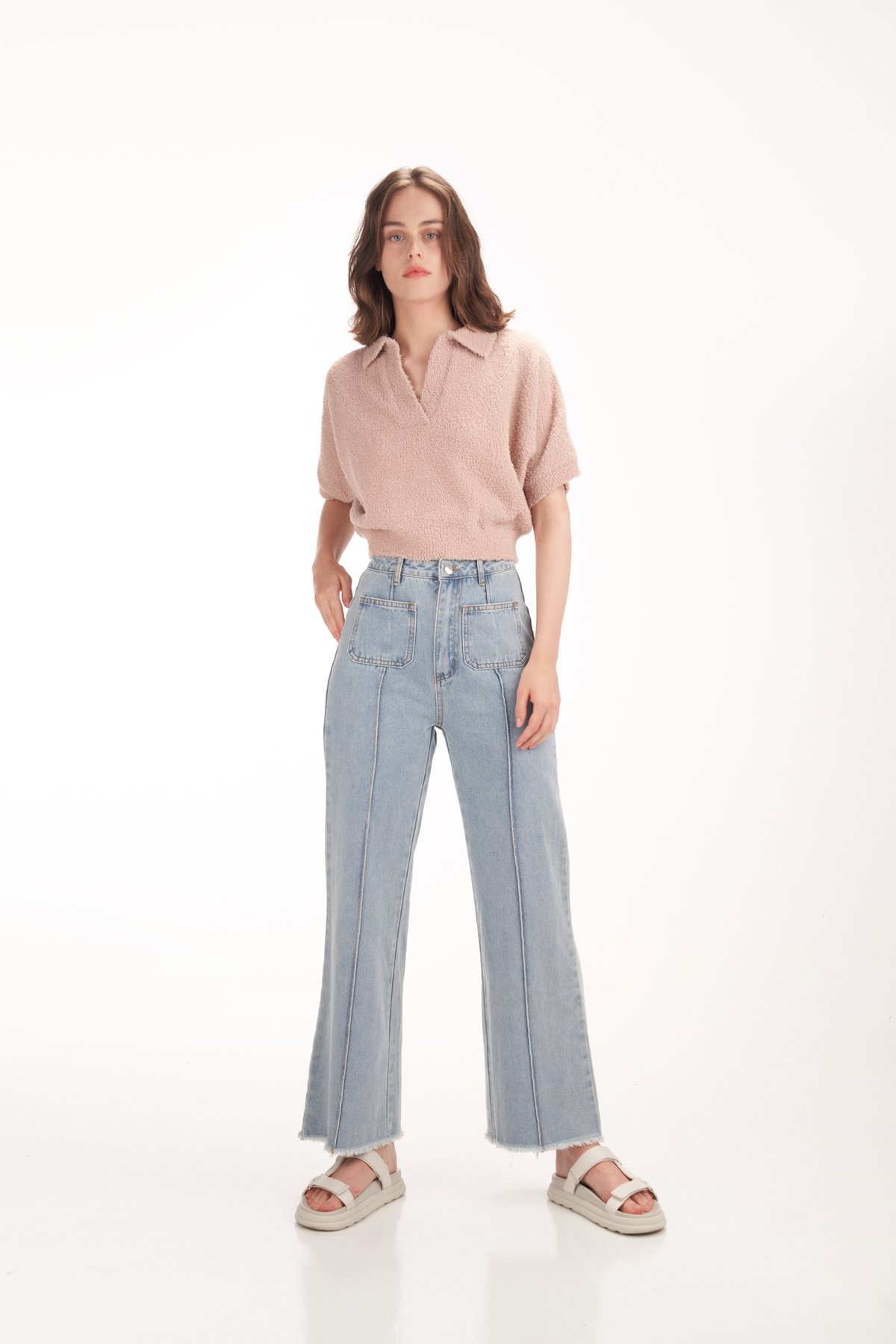 Flurry Textured Knit Top in Nude Pink