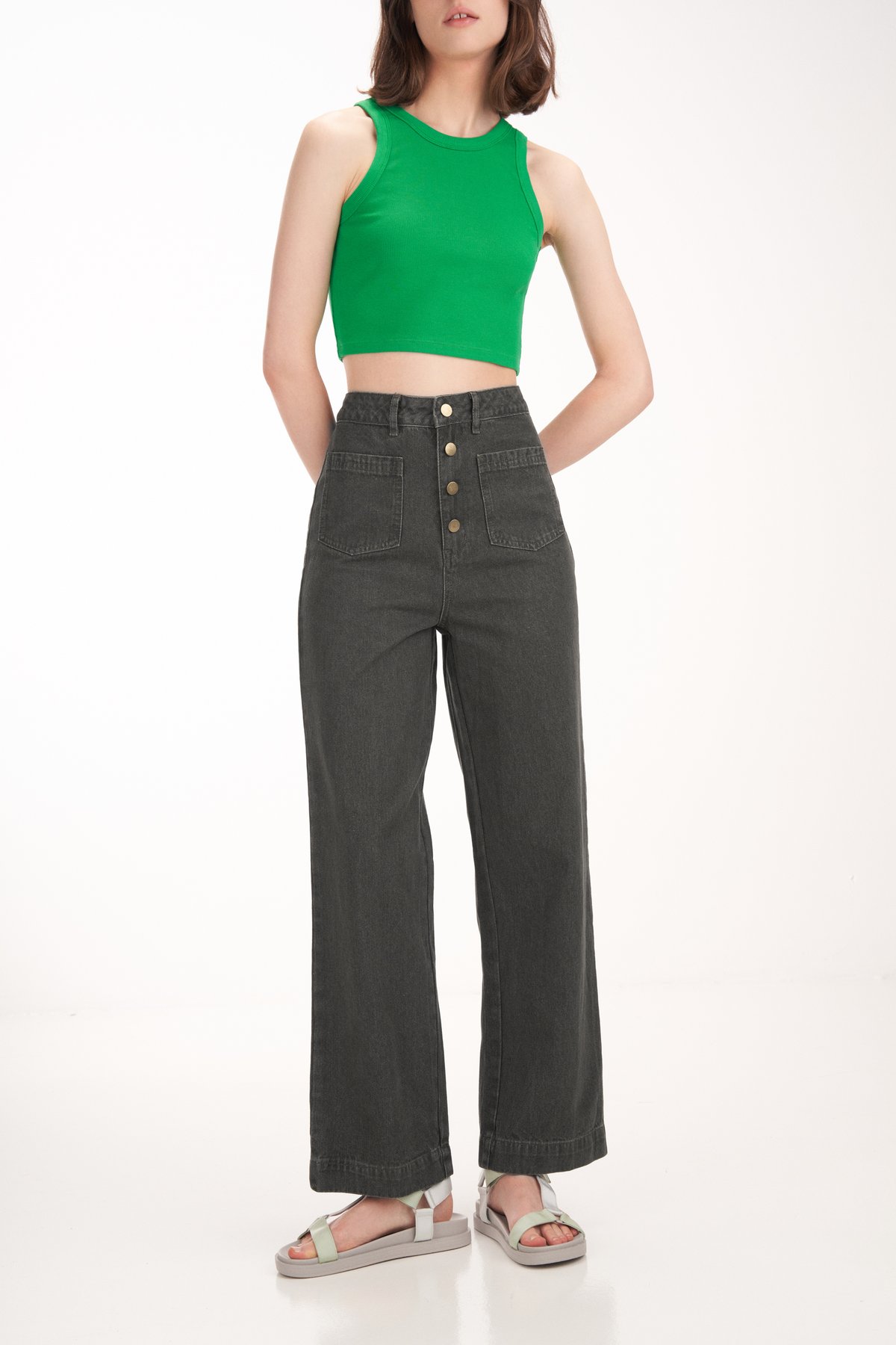 Oriane Pocket Jeans in Grey