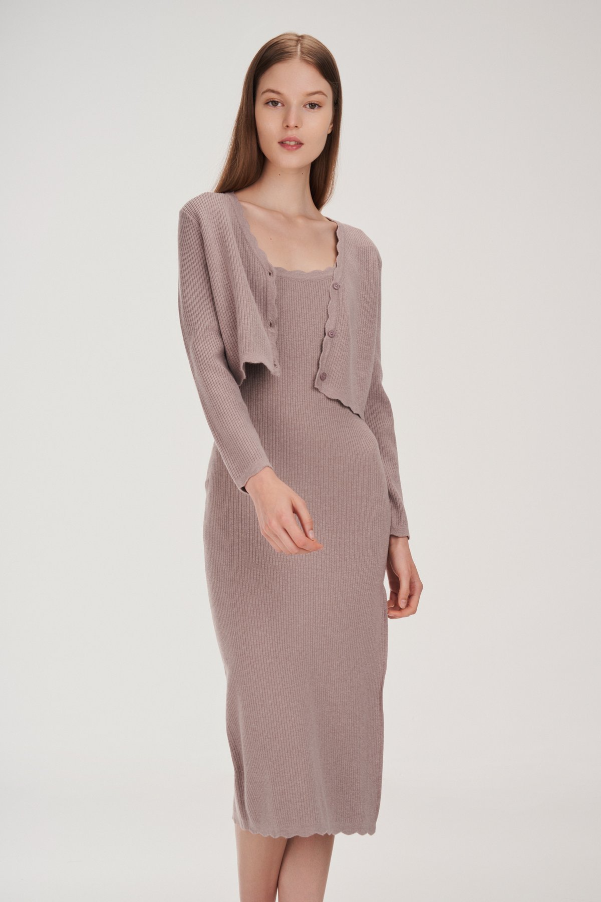 Rae Scallop Trim Knit Cardigan