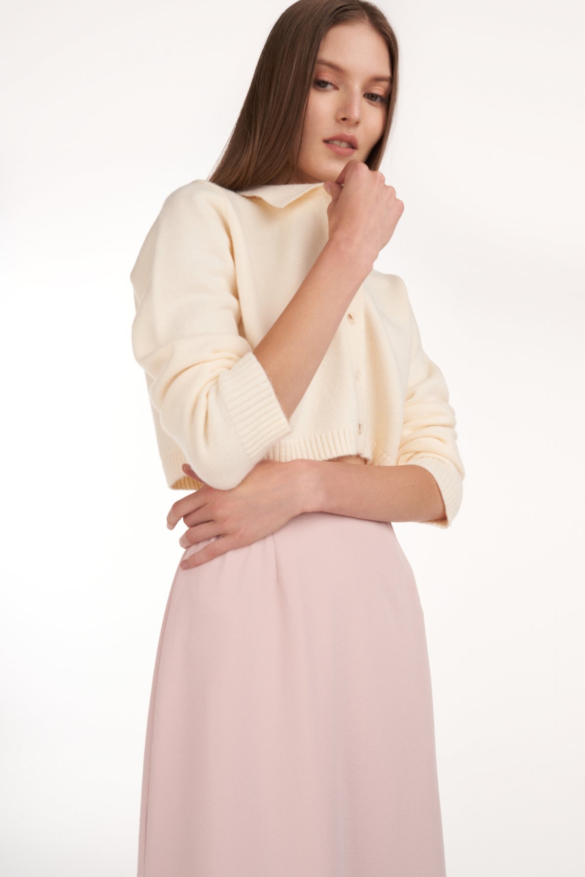 Rella Button Knit Top in Cream