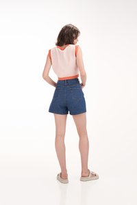 Claudie Contrast Knit Vest in Orange