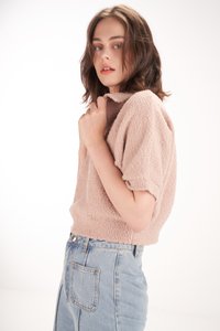 Flurry Textured Knit Top in Nude Pink