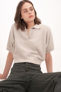 Flurry Textured Knit Top in Stone