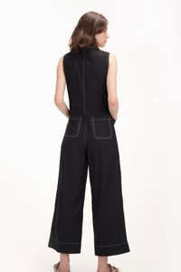 Mae Contrast Stitch Jumpsuit in Black