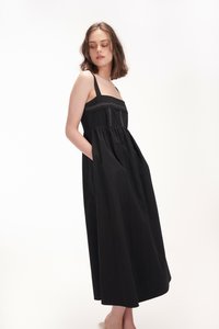 Nadine Contrast Stitch Maxi Dress in Black