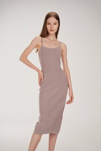 Rae Scallop Trim Knit Midi Dress