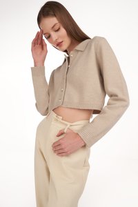 Rella Button Knit Top in Taupe