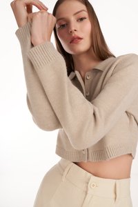 Rella Button Knit Top in Taupe