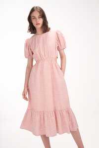 Tasmine Gingham Midaxi Dress in Pink