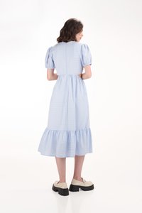 Tasmine Gingham Midaxi Dress in Sky Blue