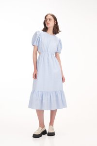 Tasmine Gingham Midaxi Dress in Sky Blue