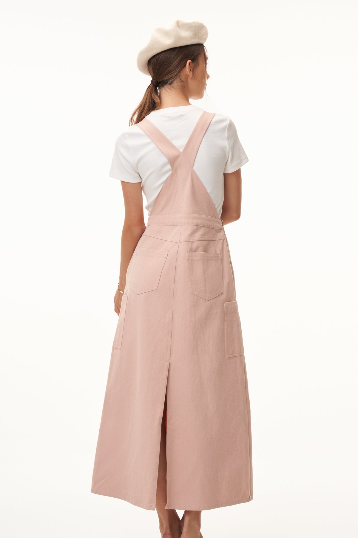 Duncan Denim Dungarees Dress in Pink