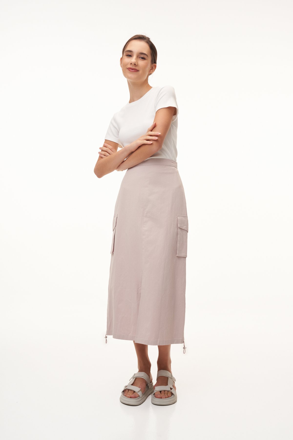 Flint Two Way Cargo Skirt in Nude Pink