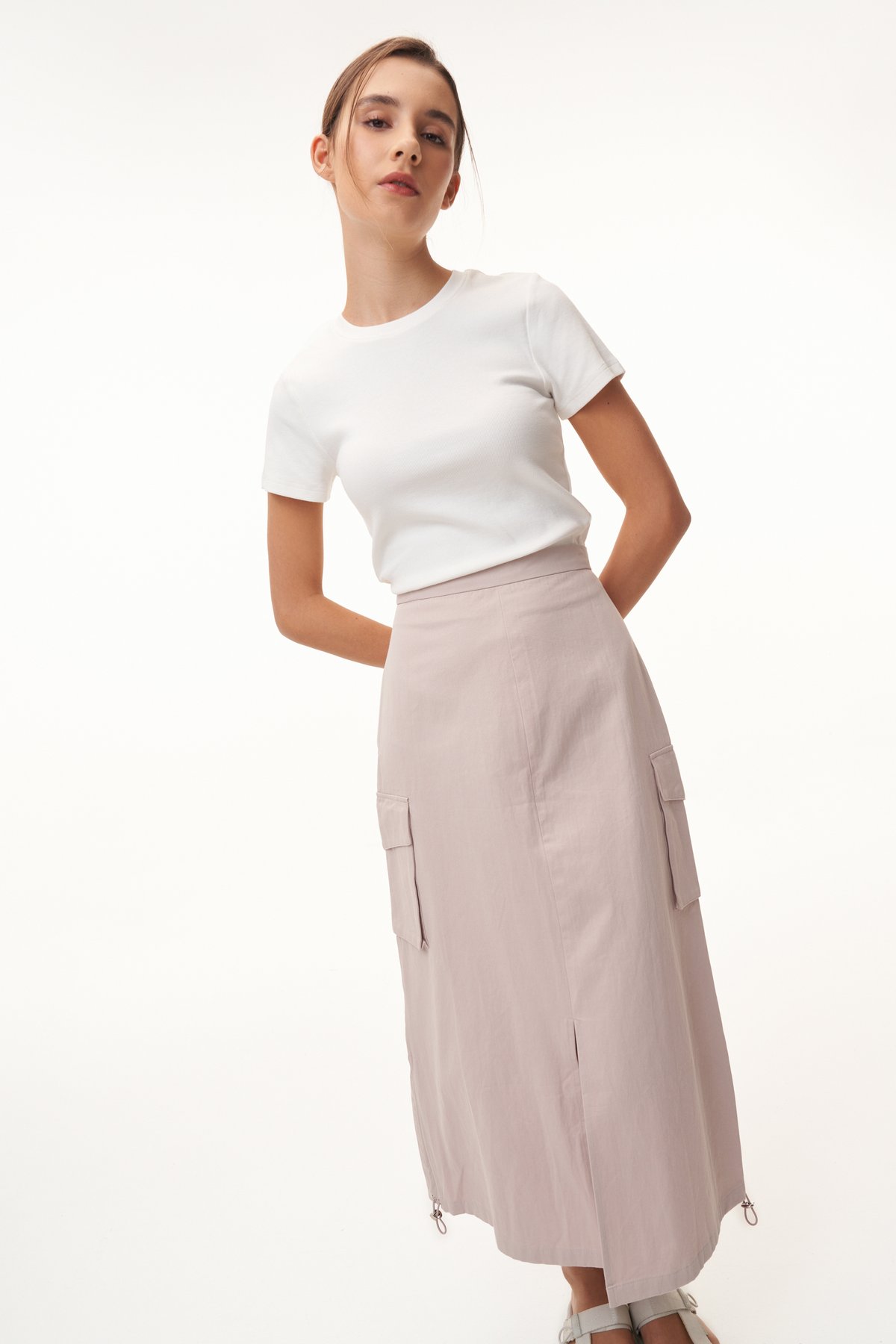 Flint Two Way Cargo Skirt in Nude Pink