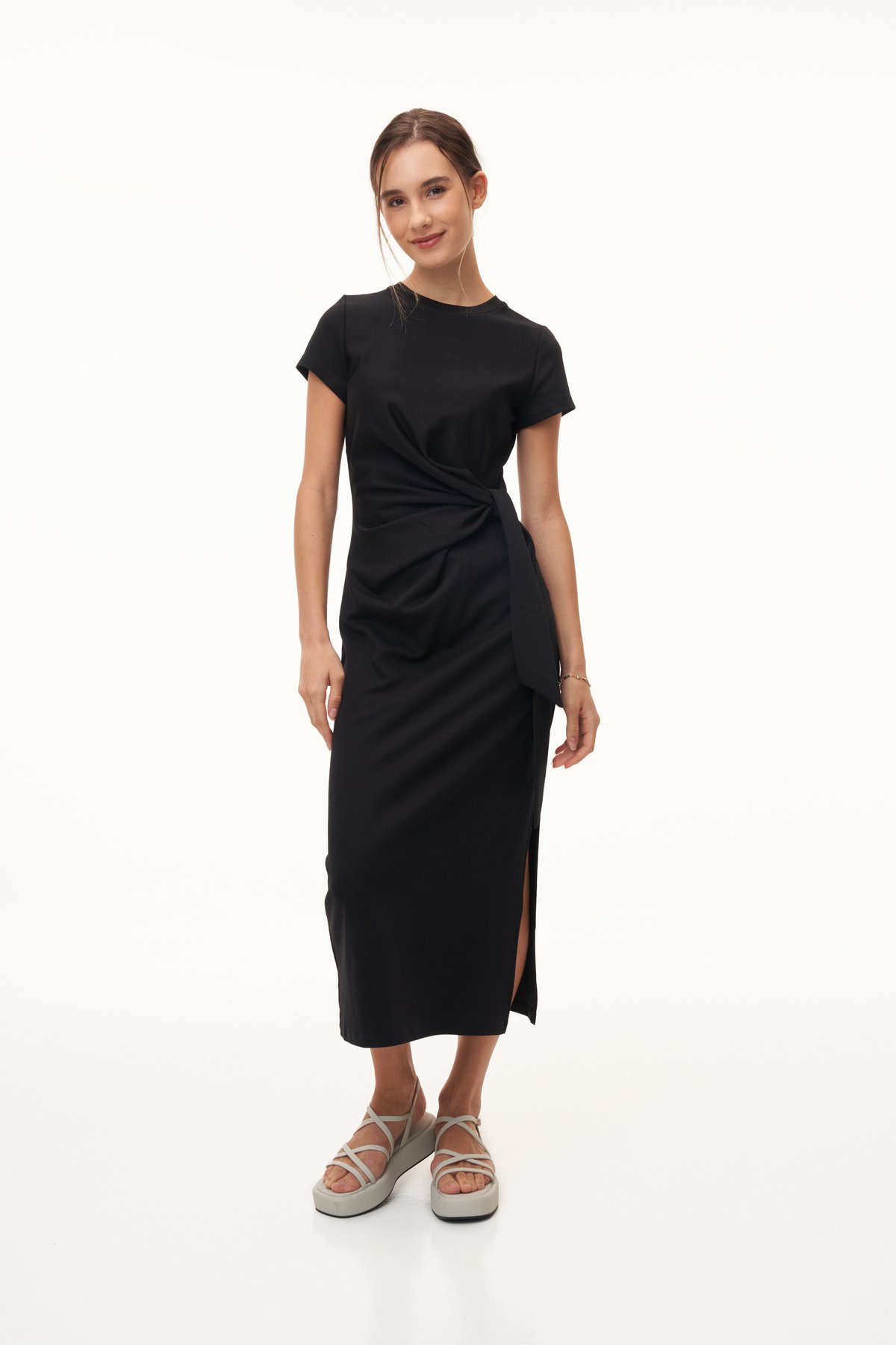 Jayla Ruched Dress in Black