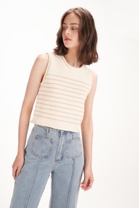 Baron Stripes Knit Top in Nude Pink