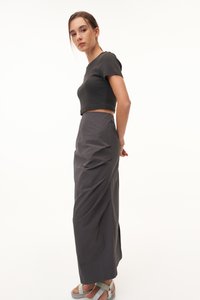 Dayne Ruched Skirt in Charcoal