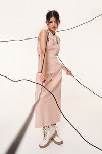 Duncan Denim Dungarees Dress in Pink