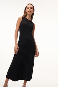 Kirra Pleated Knit Dress in Black