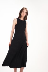Kirra Pleated Knit Dress in Black