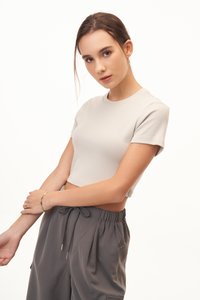 Leon Cropped Tee in Stone