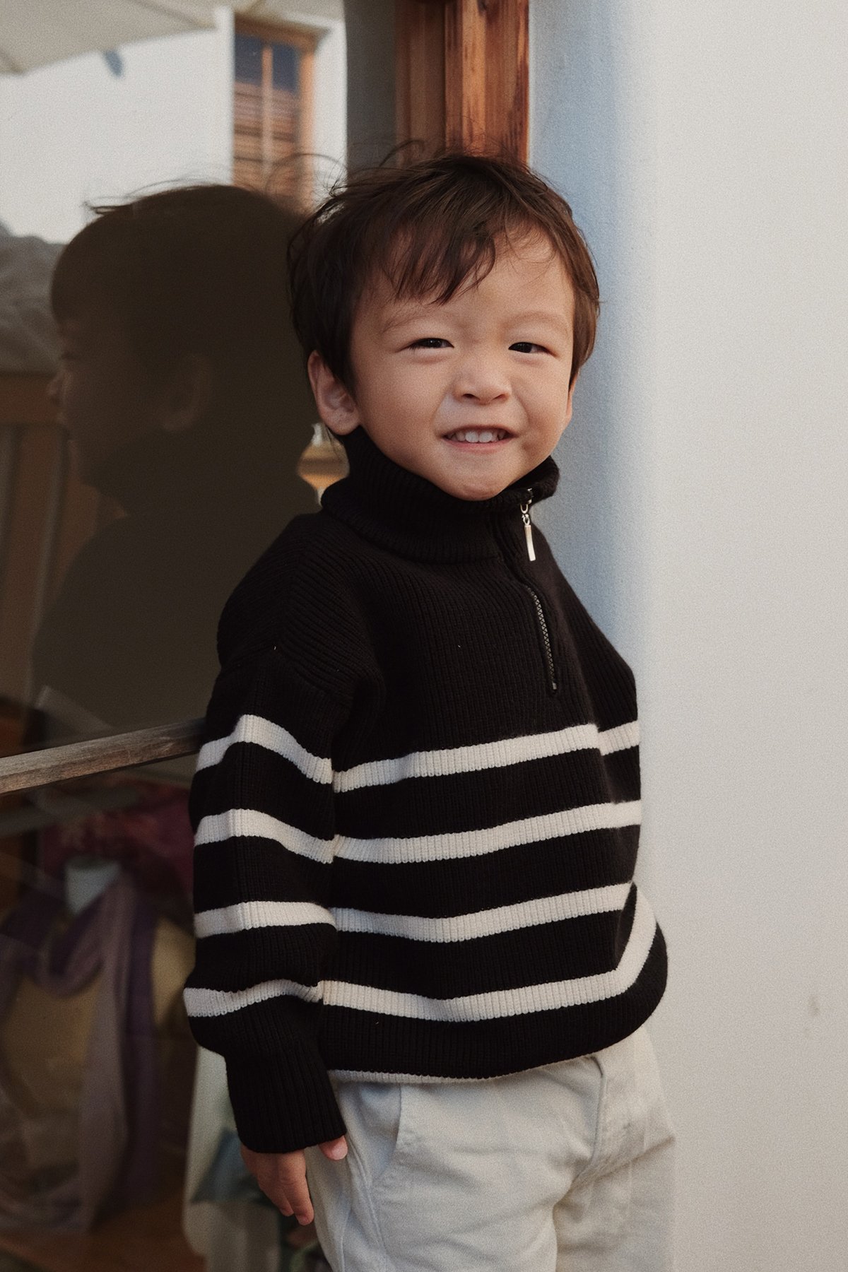 Kid's Oshino Stripes Pullover in Black