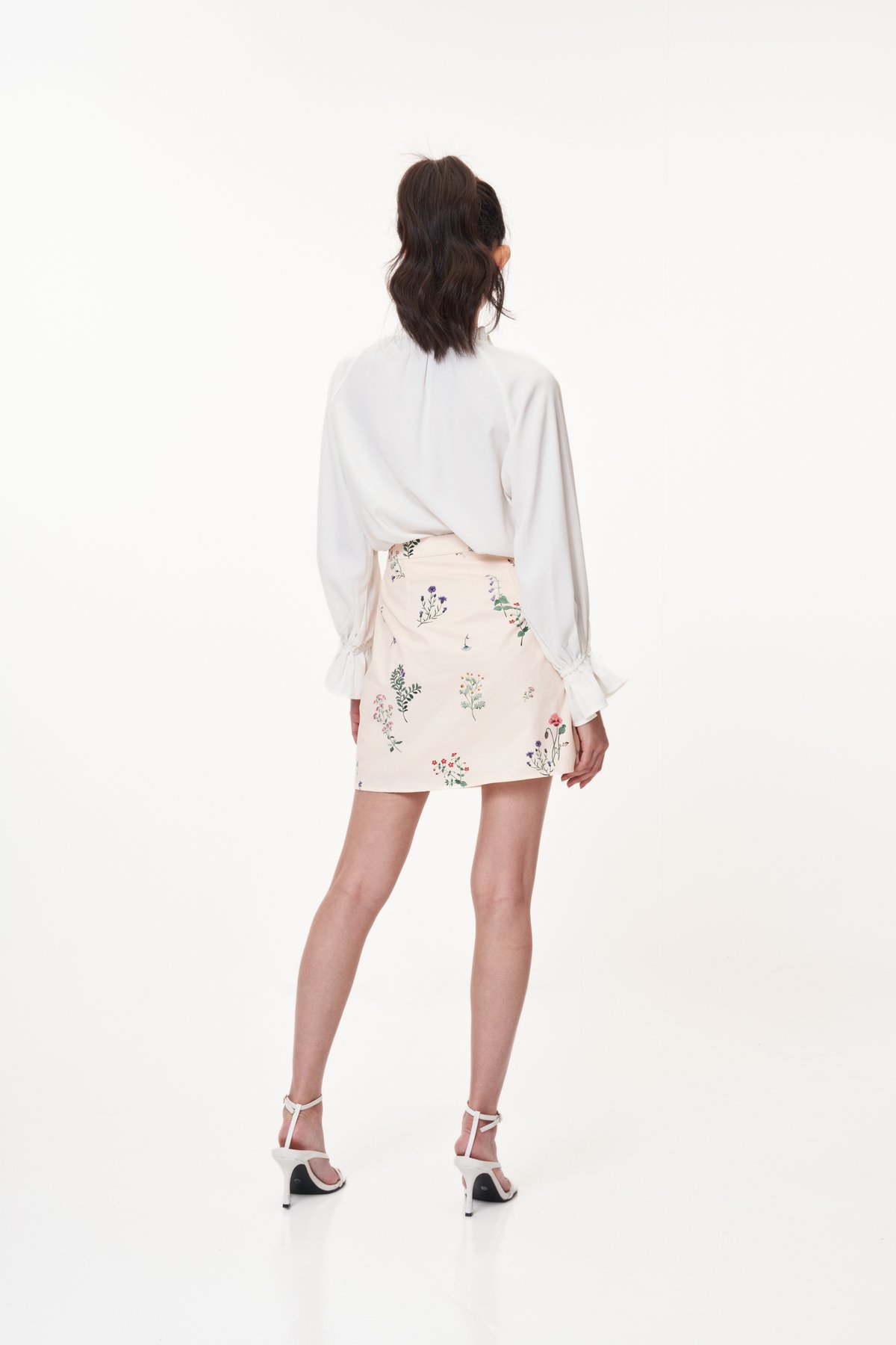 Elina Floral Skirt in Cream