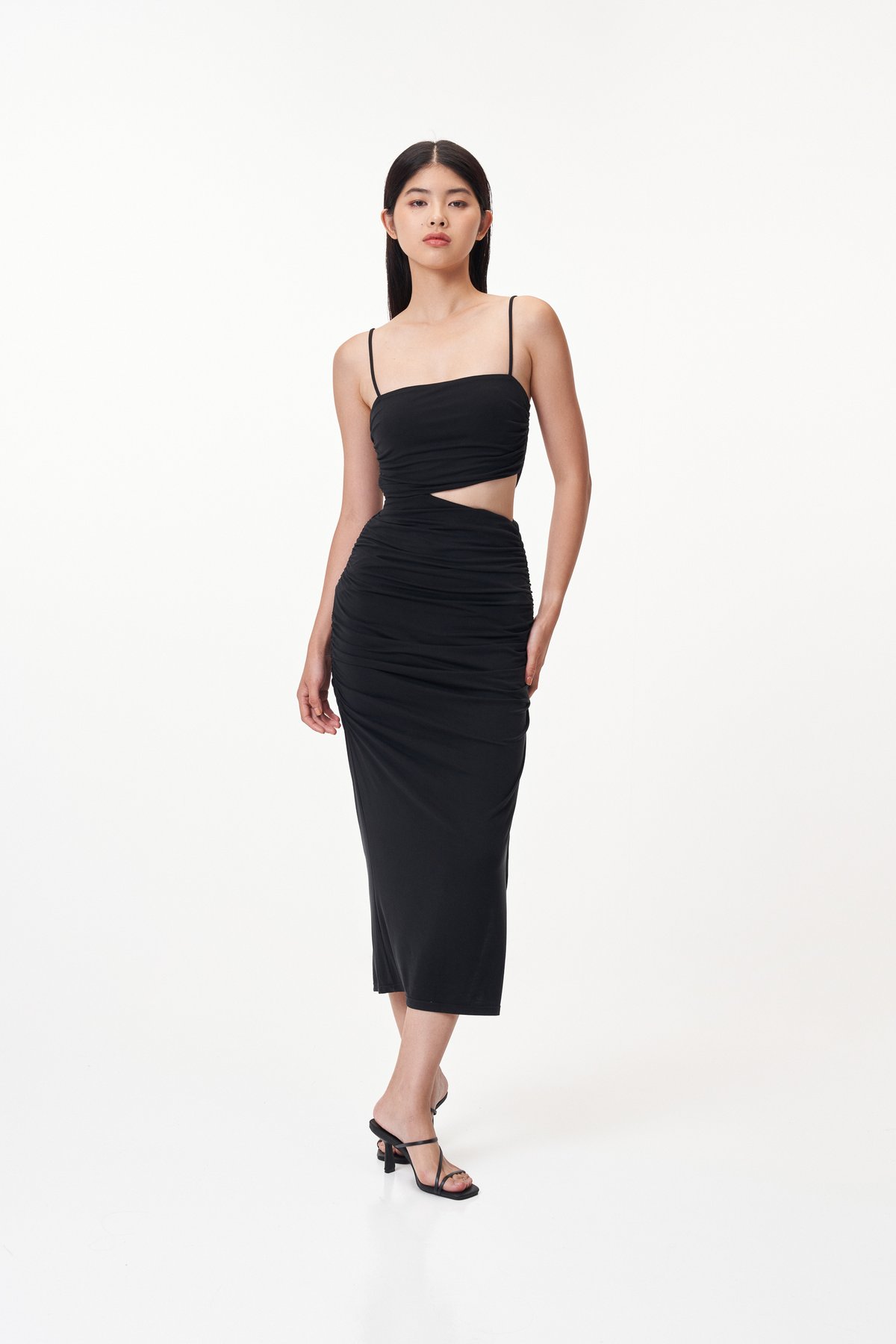 *Pre-order* Genn Cut-Out Ruched Dress in Black