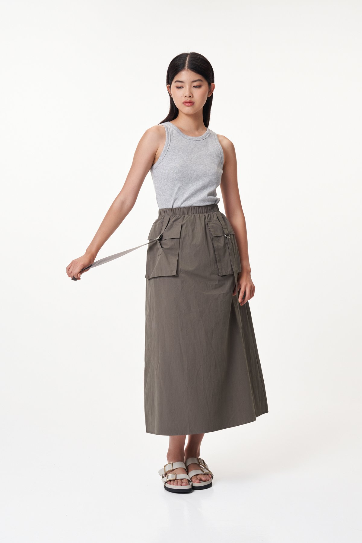 Lancer Parachute Skirt in Charcoal
