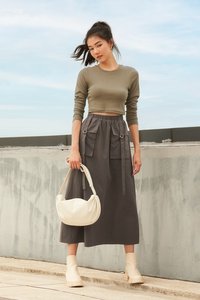 Lancer Parachute Skirt in Charcoal