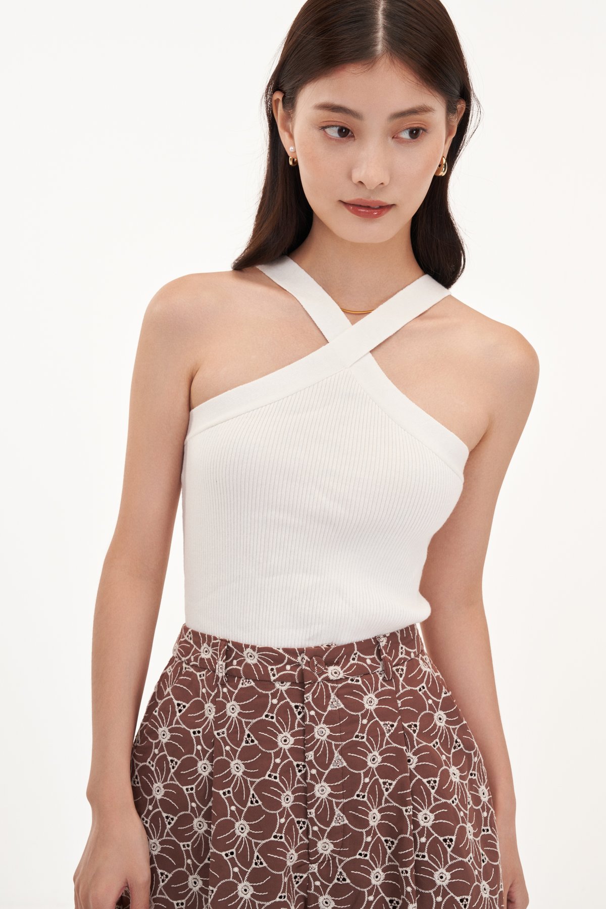 Kailyn Halter Knit Top in White
