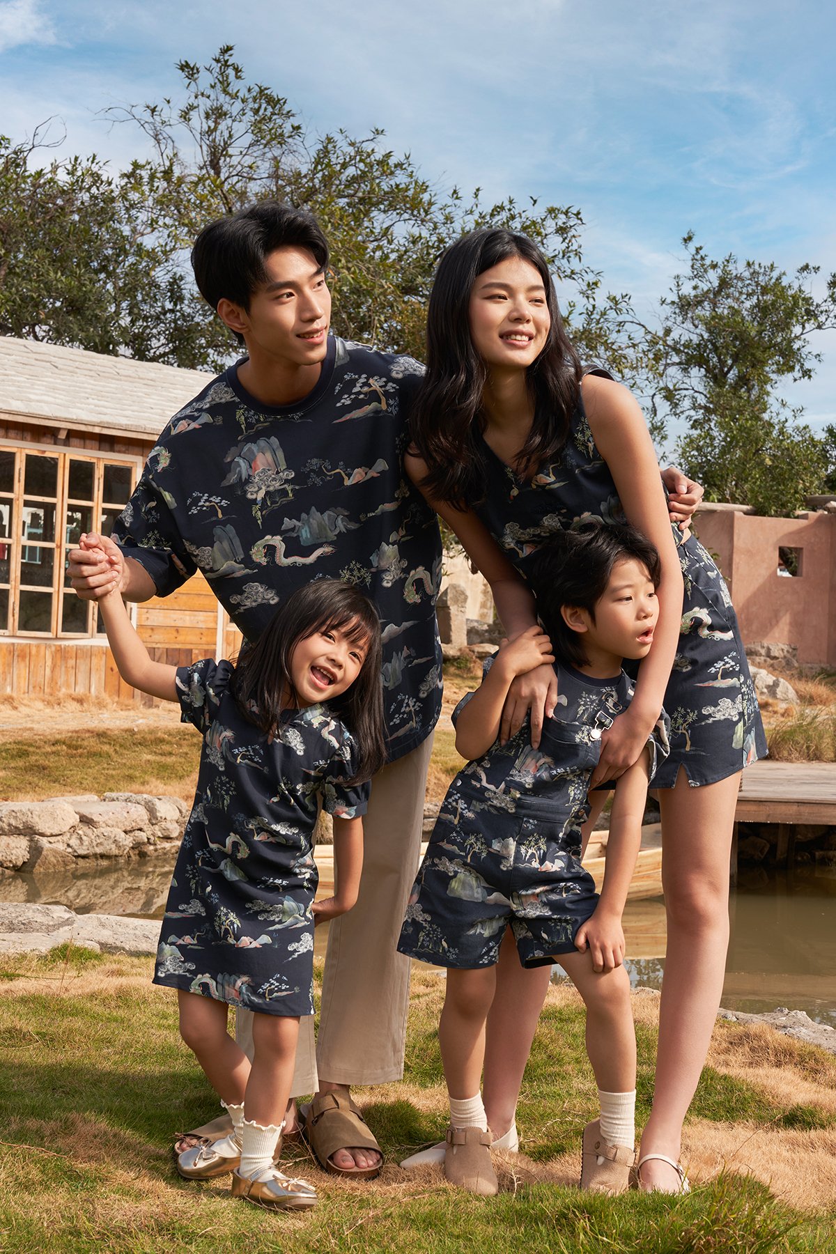Kids' Jia Qipao in Paradise Dreams in Navy