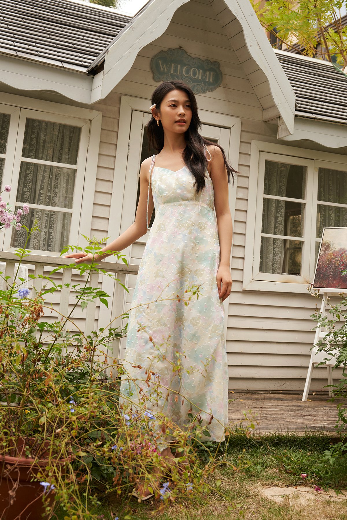 Pastel white dress store