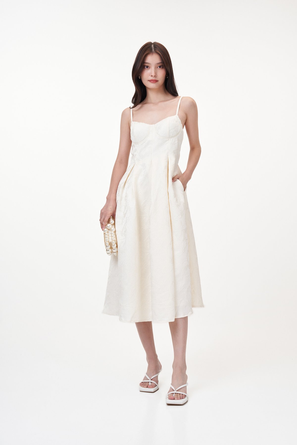 Elise Padded Bustier Dress in Cream