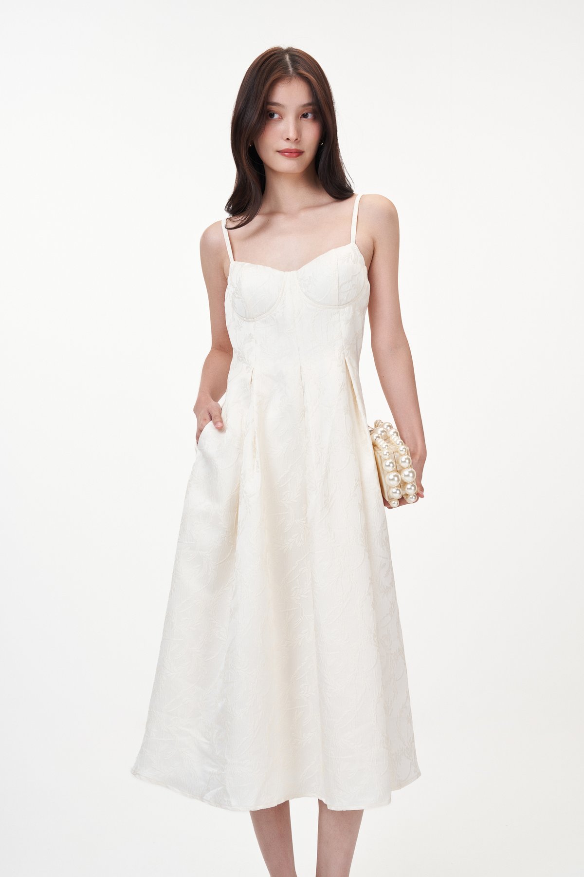 Elise Padded Bustier Dress in Cream