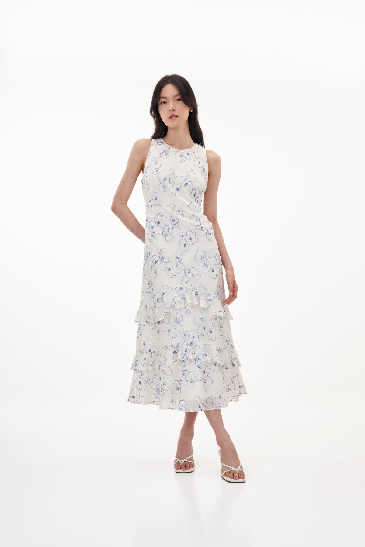 Linn Embroidered Dress in Blue