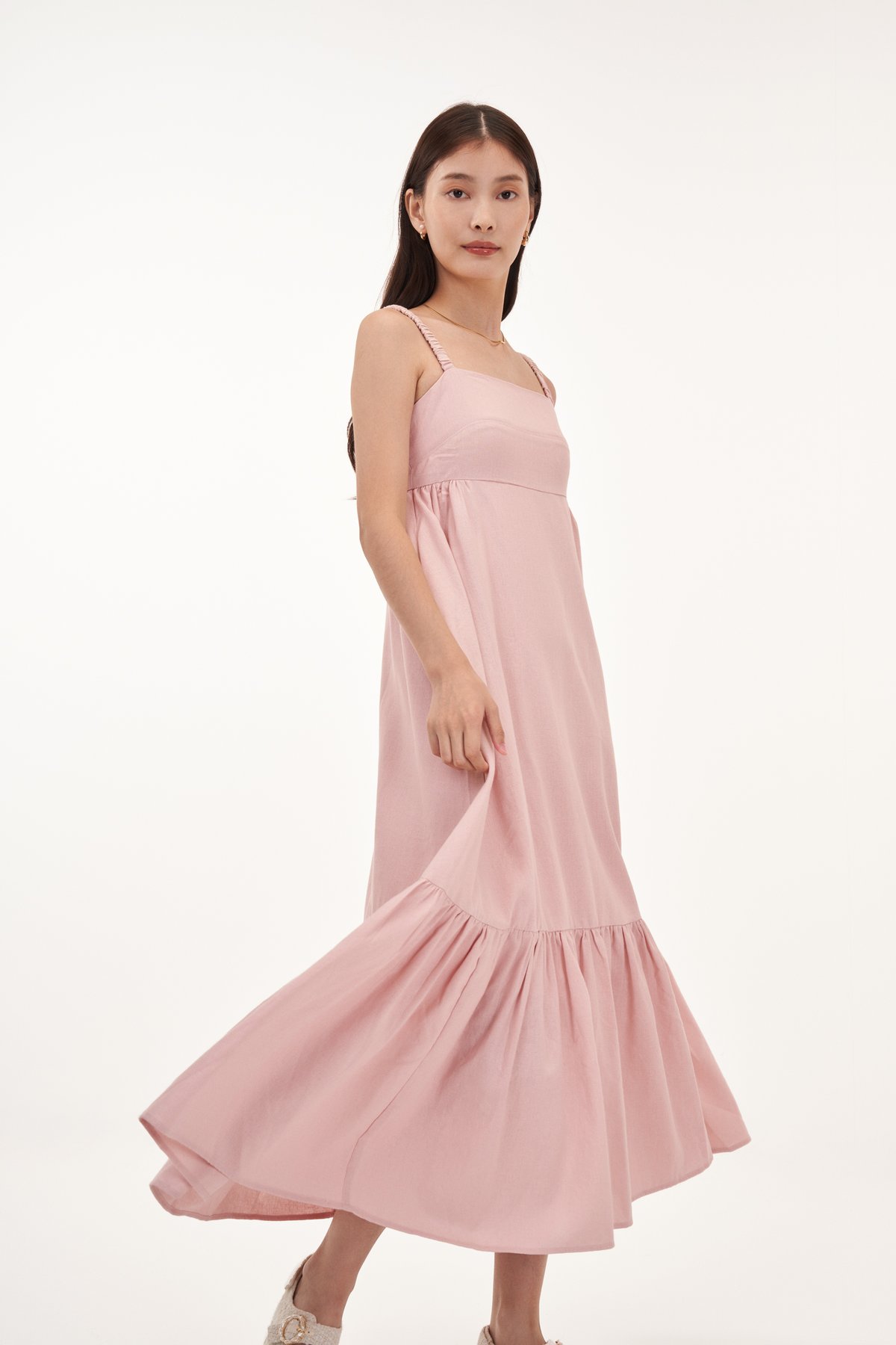 Serah Scruchie Strap Midaxi Dress in Pink