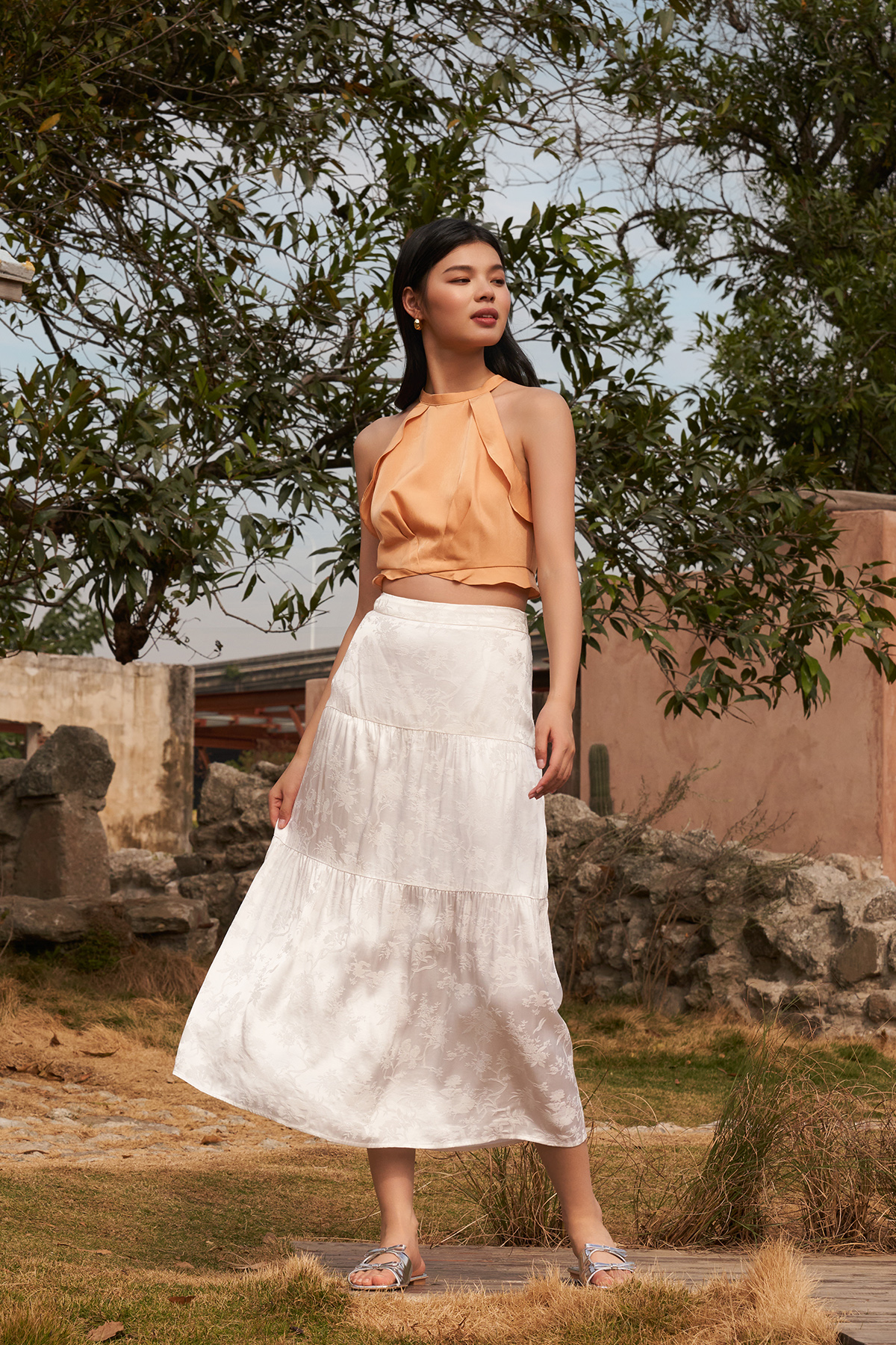 bluelea Jacquard skirt 【White 36】