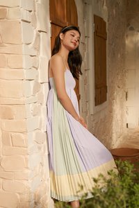 Emilia Pleated Maxi Dress in Lilac