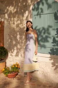 Emilia Pleated Maxi Dress in Lilac