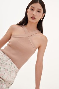 Kailyn Halter Knit Top in Nude