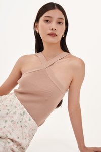 Kailyn Halter Knit Top in Nude