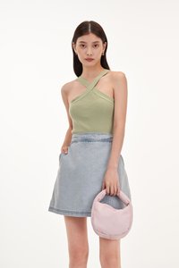 Kailyn Halter Knit Top in Sage 