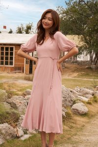 Blair Midi Dress in Pink
