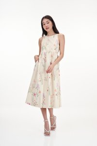 Audrey Sleeveless Midi Dress in Blossoms Reverie