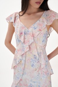 Carina Watercolour V-Neck Dress