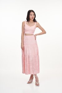 Celio Jacquard Maxi Skirt in Pink