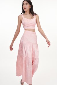 Celio Jacquard Maxi Skirt in Pink